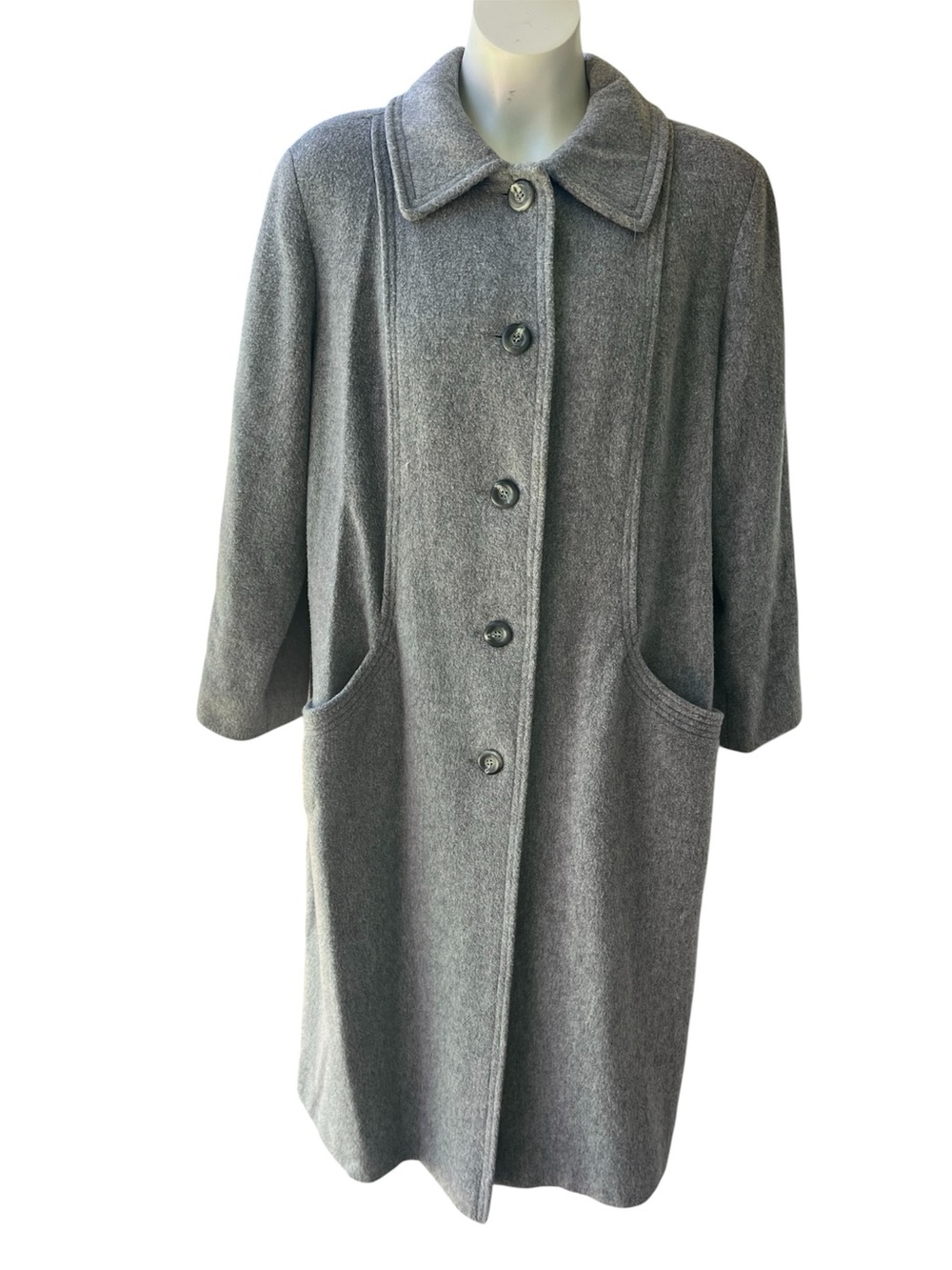 Alorna Petite Womens Gray Wool Blend Coat ILGWU Union Made USA Retro 80s Classic